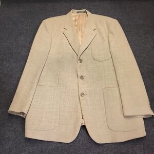 Vtg Kasper Mens 44R Tan 100% Wool 3Button Blazer Sport Coat Made in Canada Beige